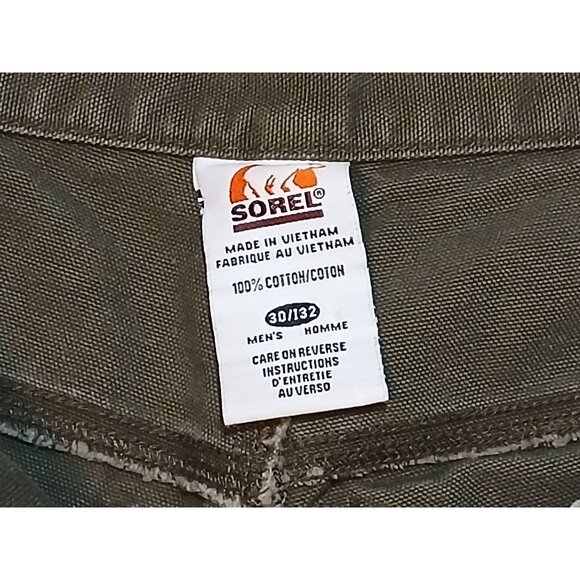 Sorel Heavy Duty Canvas Pants Mens 30x32 Olive Green Workwear Denim Carpenter - Picture 4 of 7